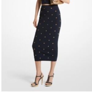 Michael Kors Grommet-Embellished Stretch Knit Pencil Skirt